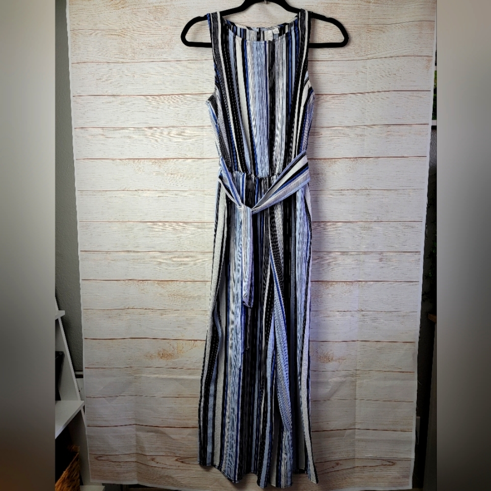 Elle Blue Striped Sleeveless Romper XS